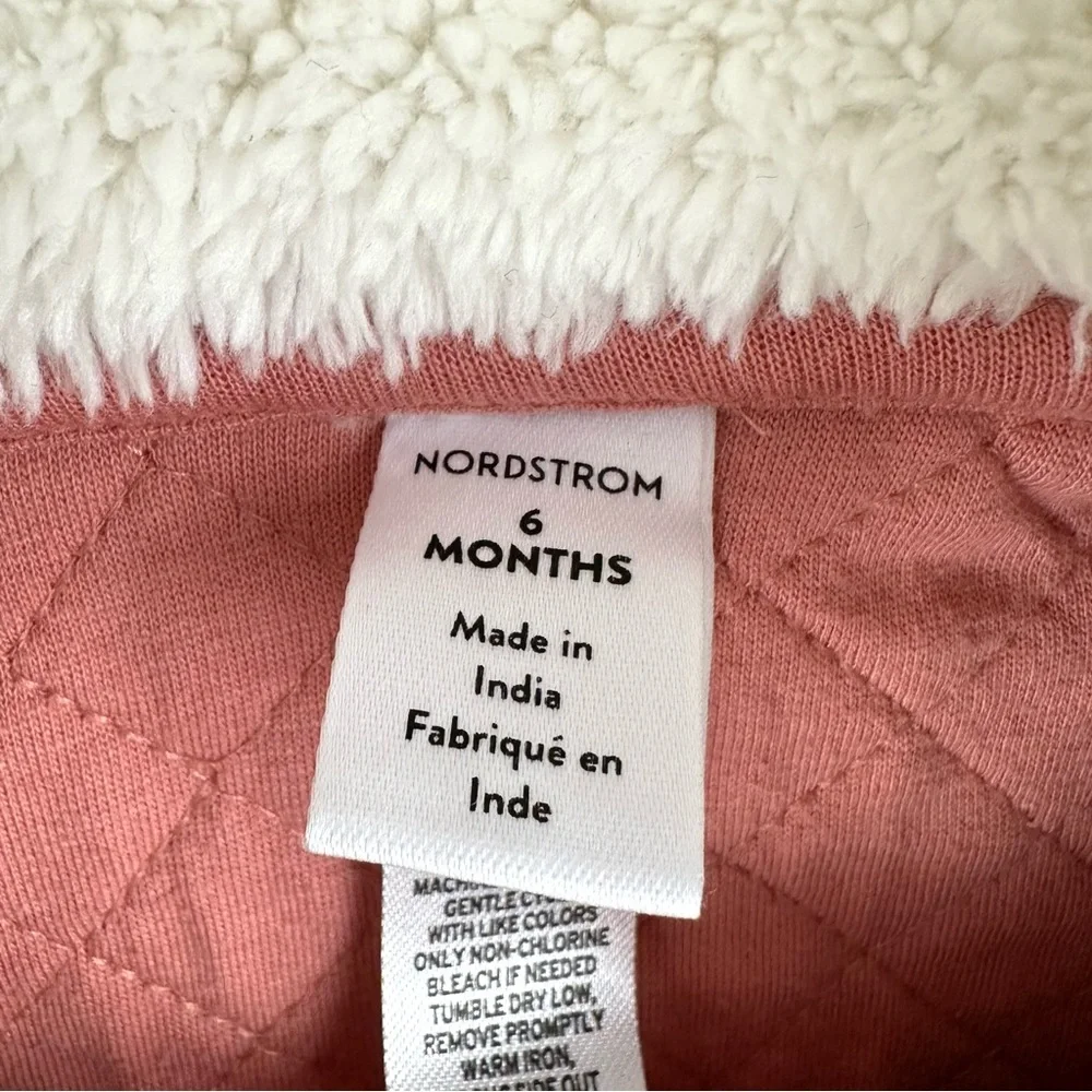 Nordstrom Baby Quilted Velour Bunting Floral Bear Ears Cozy Pink Desert Rose